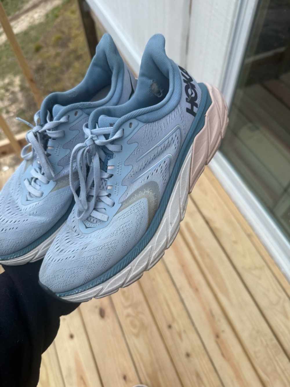 Hoka Women's Pale Blue and Light Pink Running Shoes